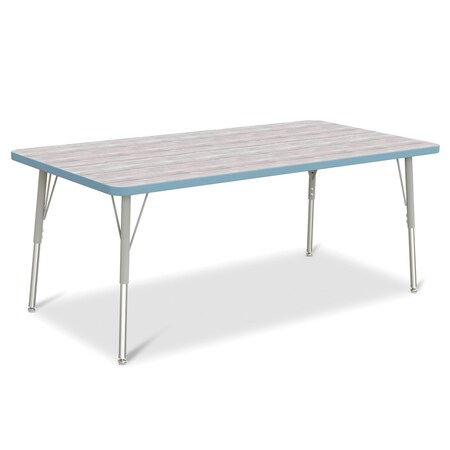 Jonti-Craft Berries Rectangle Activity Table, 30 in. x 60 in., A-height, Driftwood Gray/Coastal Blue/Gray 6408JCA452
